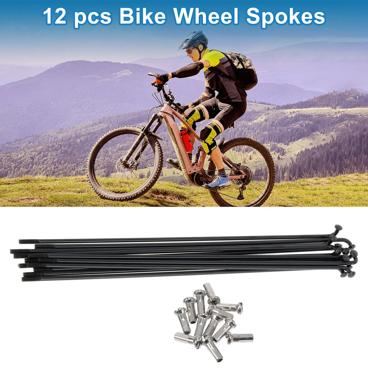 Bicycle Spokes Nipple Set 304 Stainless Steel Black for Universal (All Years)
