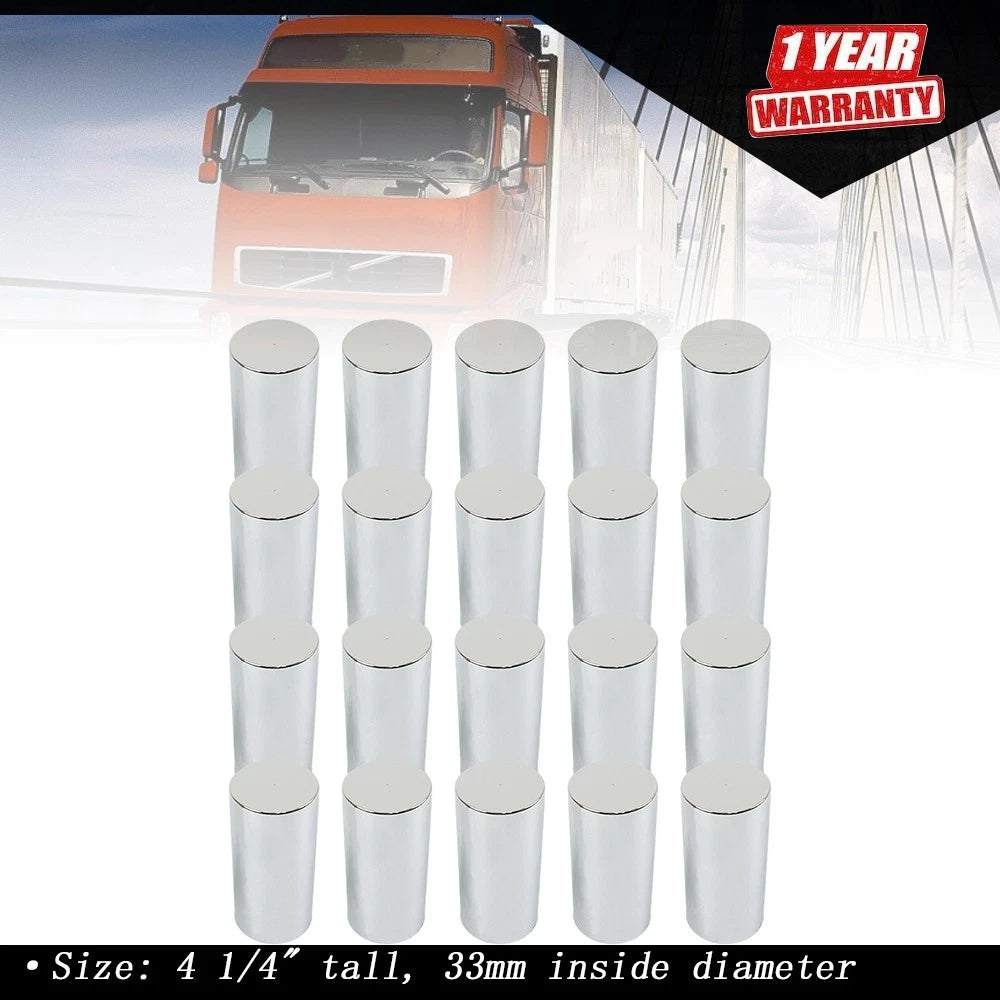 20PC Chrome Plastic Cylinder Lug Nut Covers for Semi Truck (Fits )