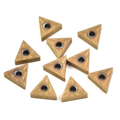 10 Pcs Golden Carbide Triangular Inserts Cutting Tool for Lathe