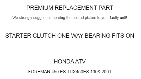 Starter Clutch One Way Sprag Replacement for Honda Foreman 450 (1998–2001)