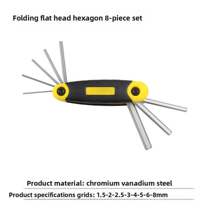 Folding Hex Key Set for Portable Compact Tool (1.5mm to 8mm) Chrome Vanadium