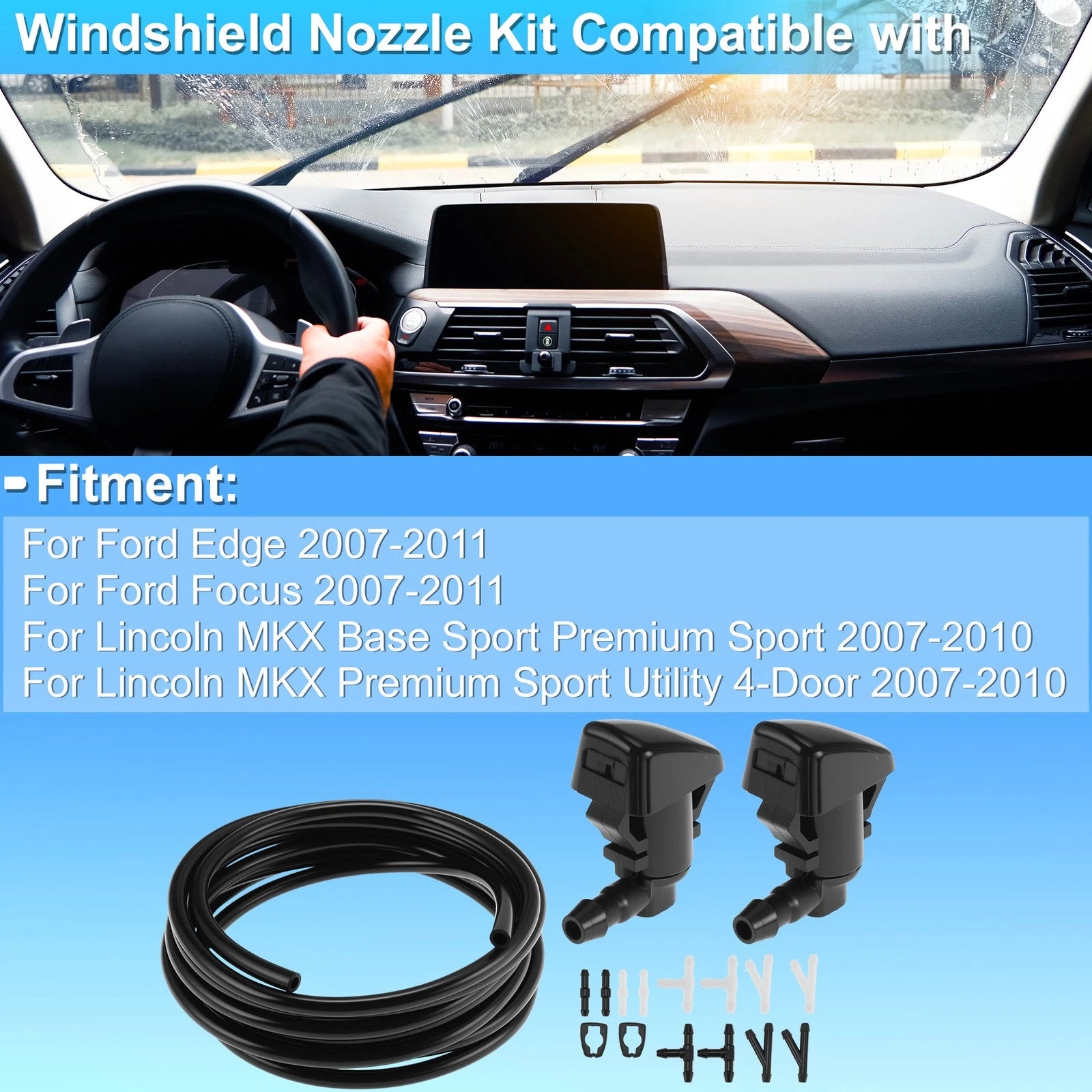 Windshield Washer Nozzle Kit for Ford Edge (2007–2011) 8S4Z17603AA