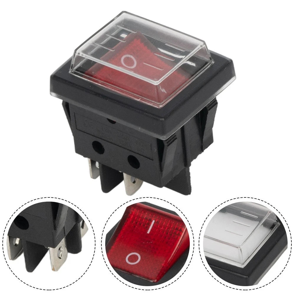 2X Red 4-Pin Power Pump On/Off Illuminated Rocker Switch for Universal Use