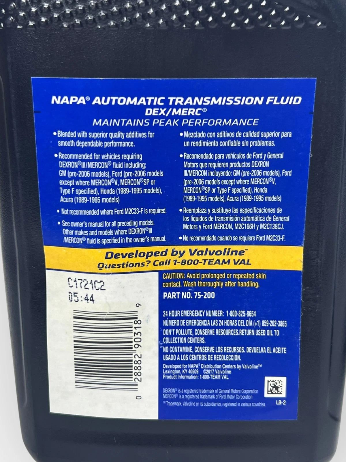 2X NAPA 75-200 ATF Automatic Transmission Fluid Dex/Merc for (1 Quart)
