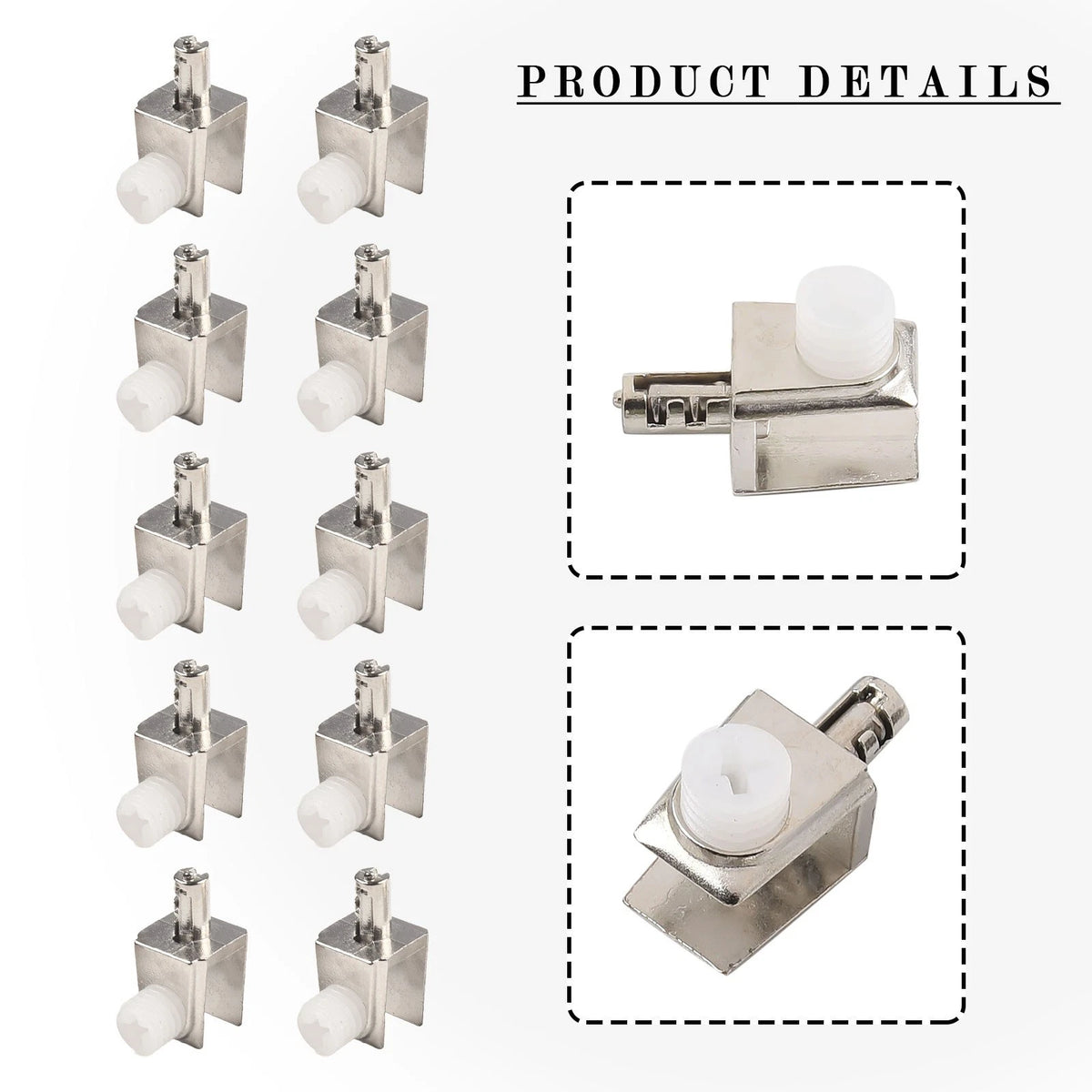 10Pcs Zinc Alloy Glass Shelf Brackets Adjustable Clamps