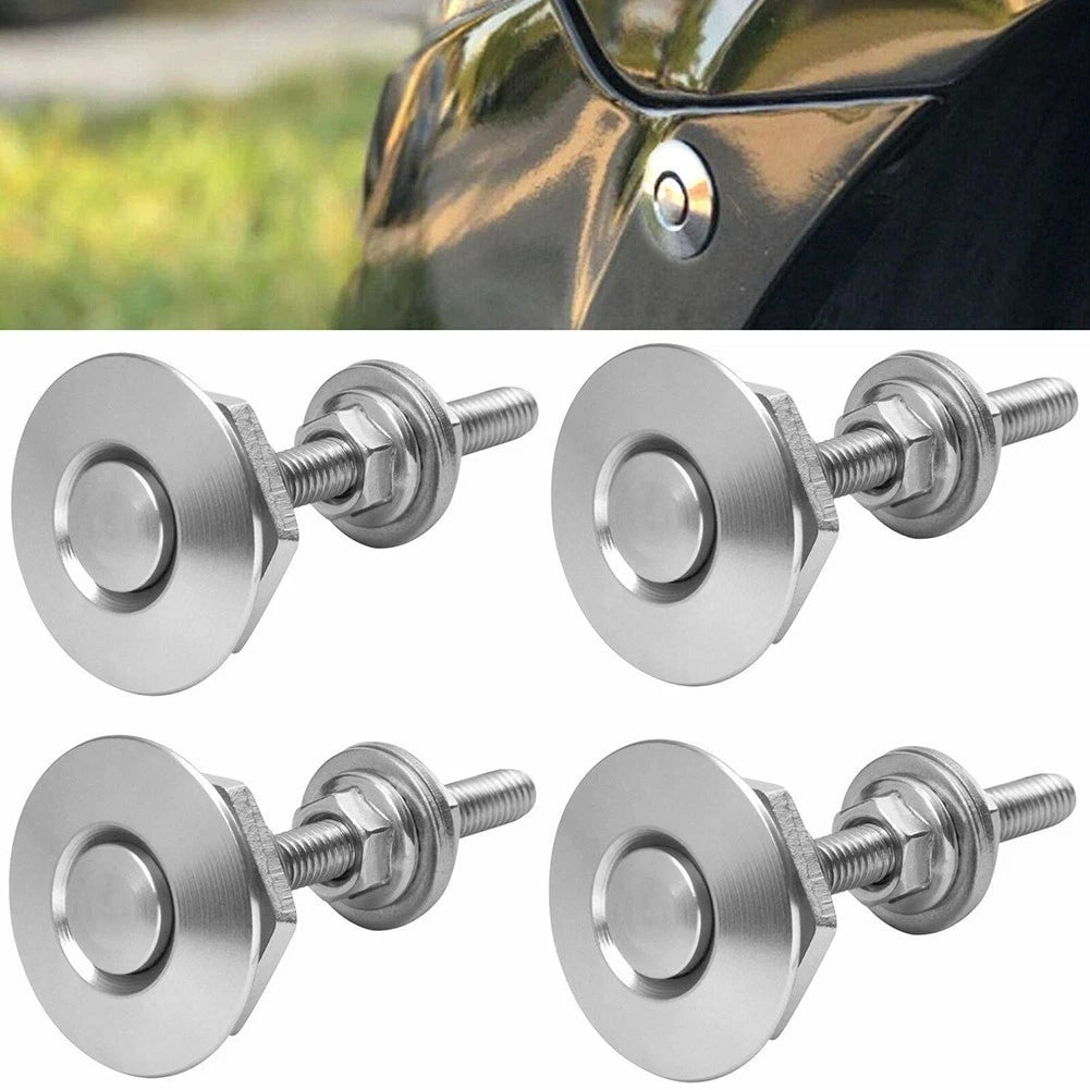 Set of 4 Silver Bonnet Hood Clips for Car Quick Release Locks