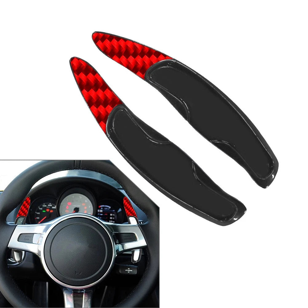 2X Red Steering Wheel Shift Paddle Extension for Porsche Cayenne 911 (2003–2020)