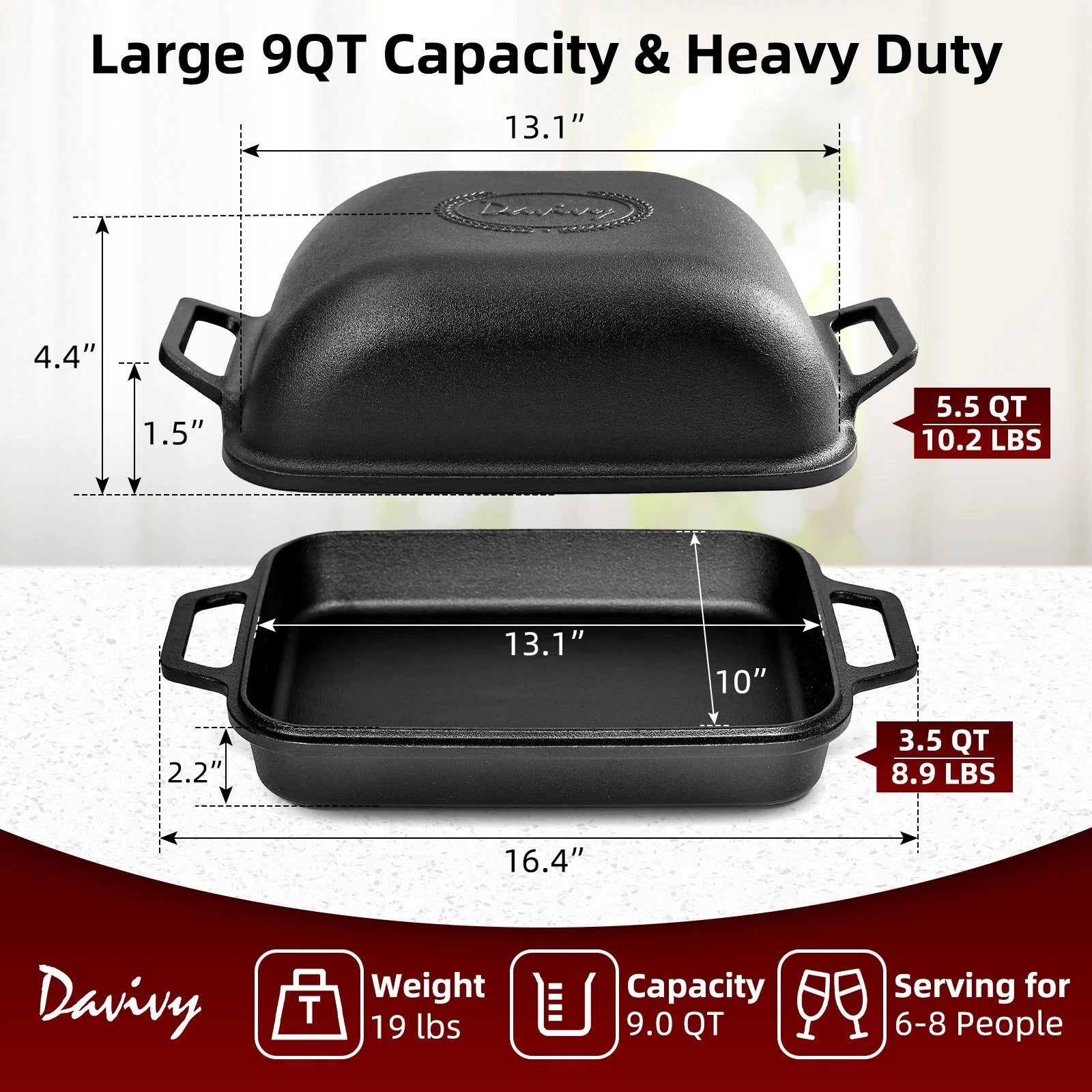 9QT Enameled Cast Iron Dutch Oven for Sourdough Baking