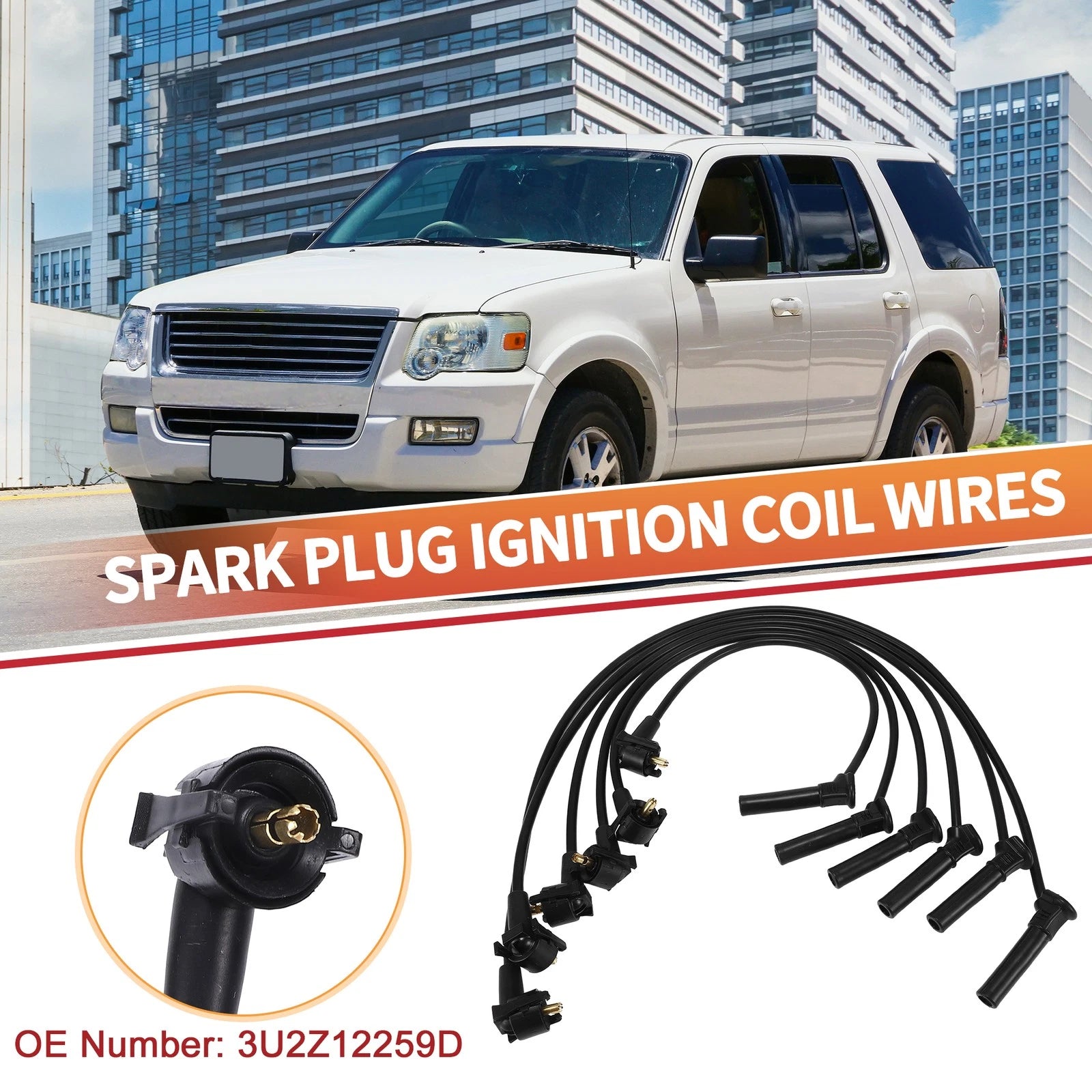6X Spark Plug Wire Ignition Coil Cable No. 3U2Z12259D for Ford Explorer (2004–2010)