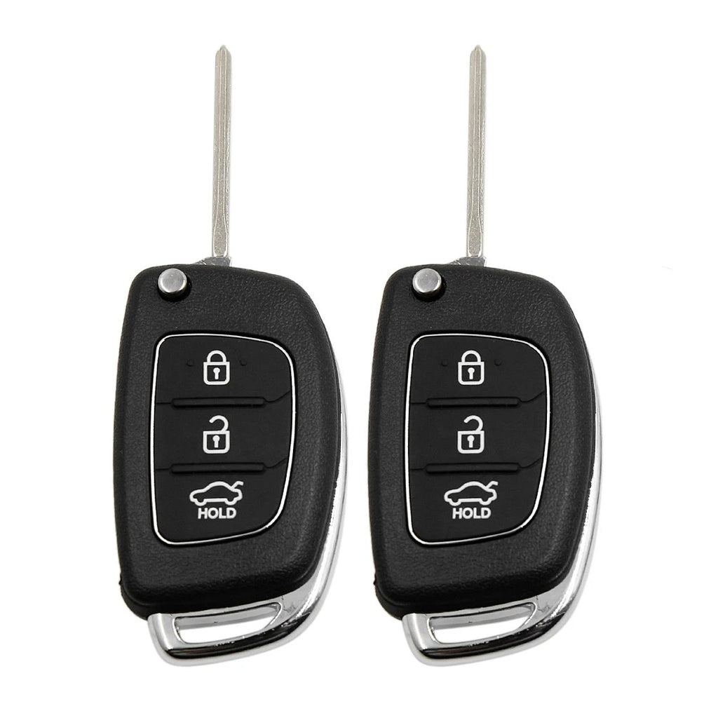 2 Pcs Uncut Flip Folding Key Fob Case Replacement for Hyundai (2006–2020)
