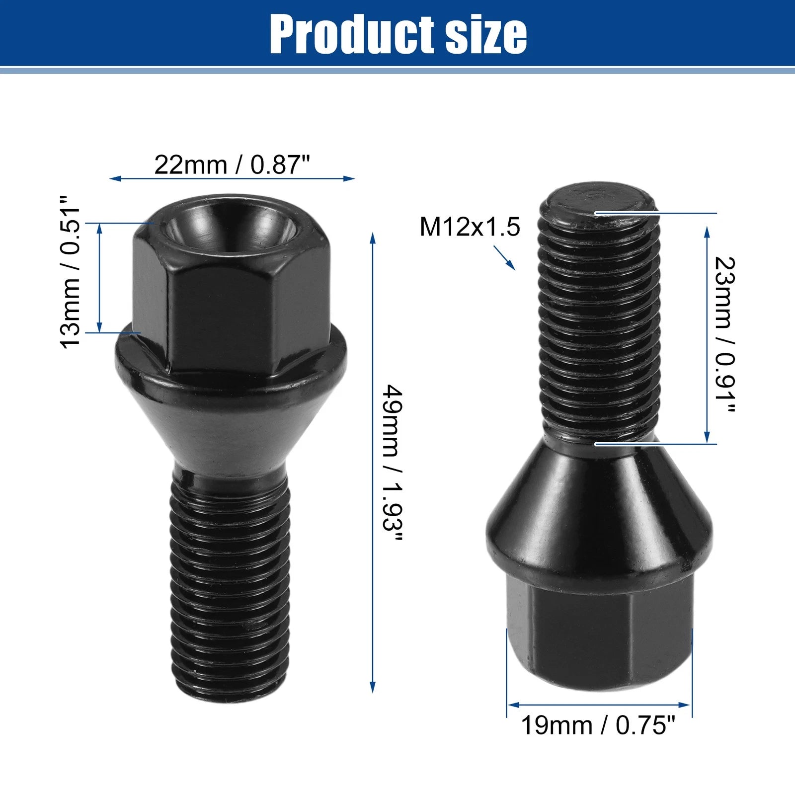 Wheel Lug Bolt Nut Set Replacement M12x1.5 for BMW E46 E90 E39 (20 Pcs)