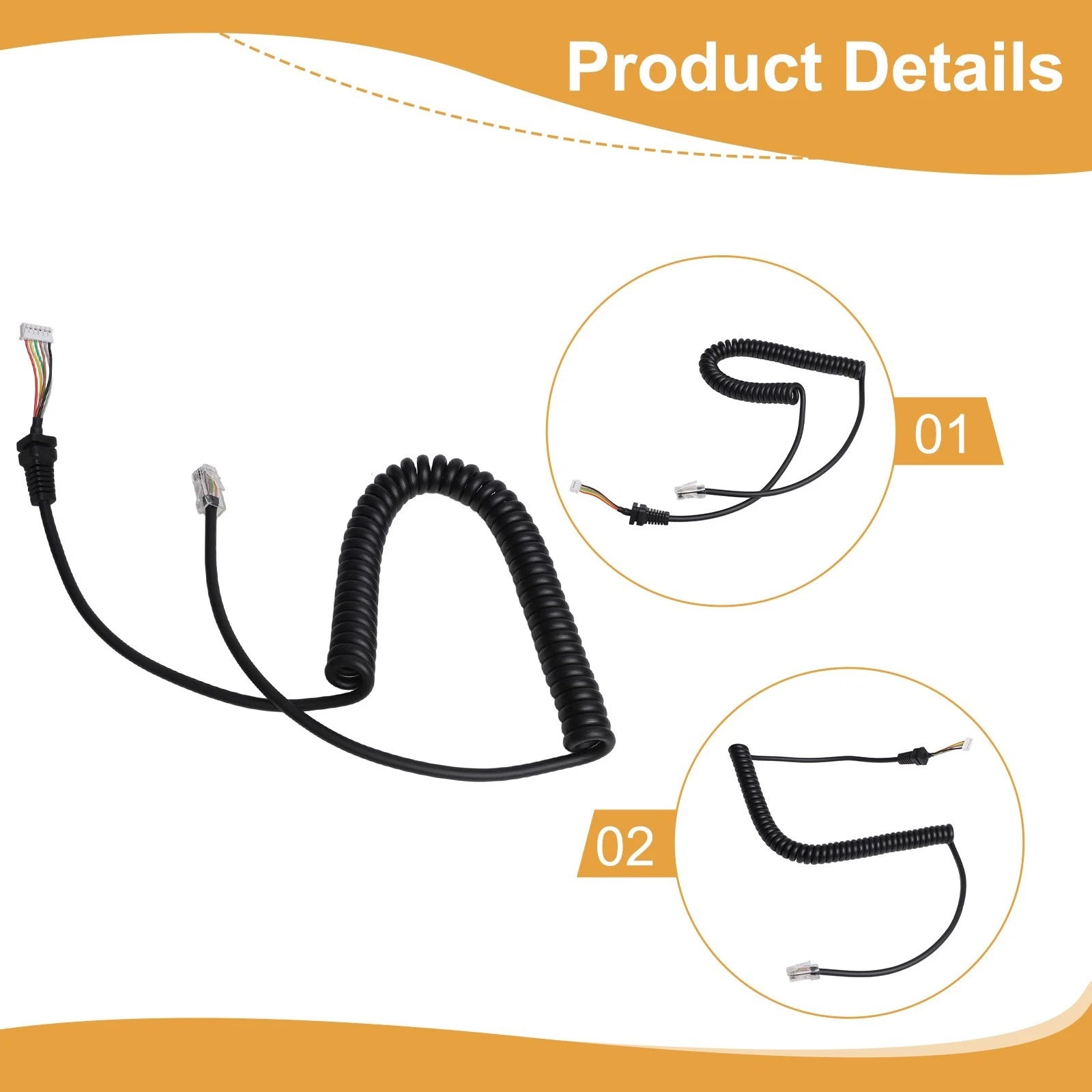 Microphone Cable Cord for Yaesu MH48 MH36 MH42 (Replacement)