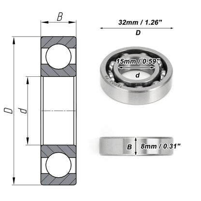 Deep Groove Ball Bearing 15x32x8mm for Scooter Skateboard (1 Pc)