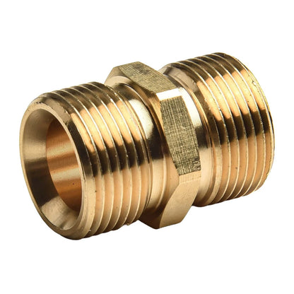 2X Solid Brass M22 Male to Male Pressure Washer Hose Extension Adapter