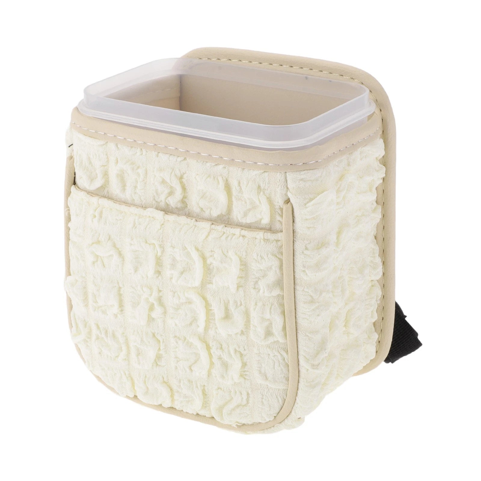 Car Trash Can for Universal Use (Portable, Hanging, Beige/White)