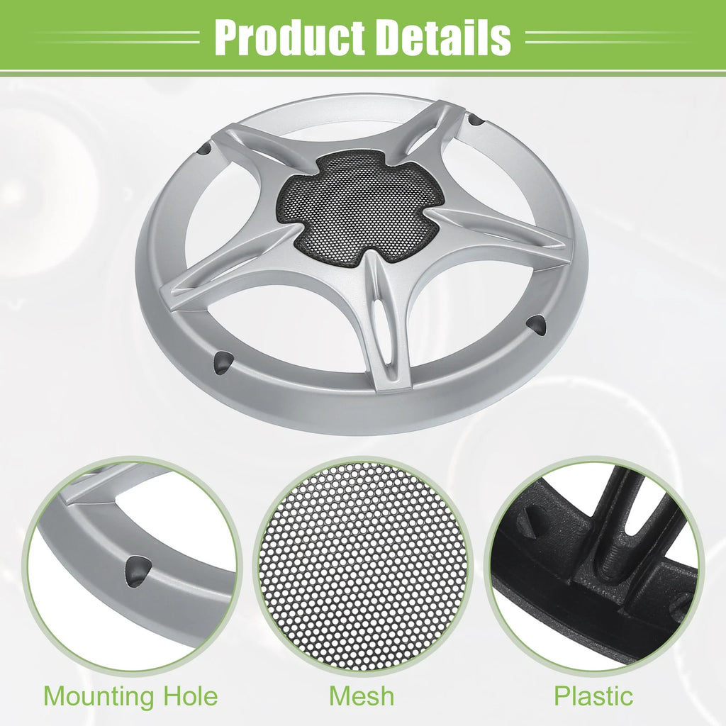 2X 6" Auto Speaker Grill Covers for Subwoofer (Universal) - Silver Tone