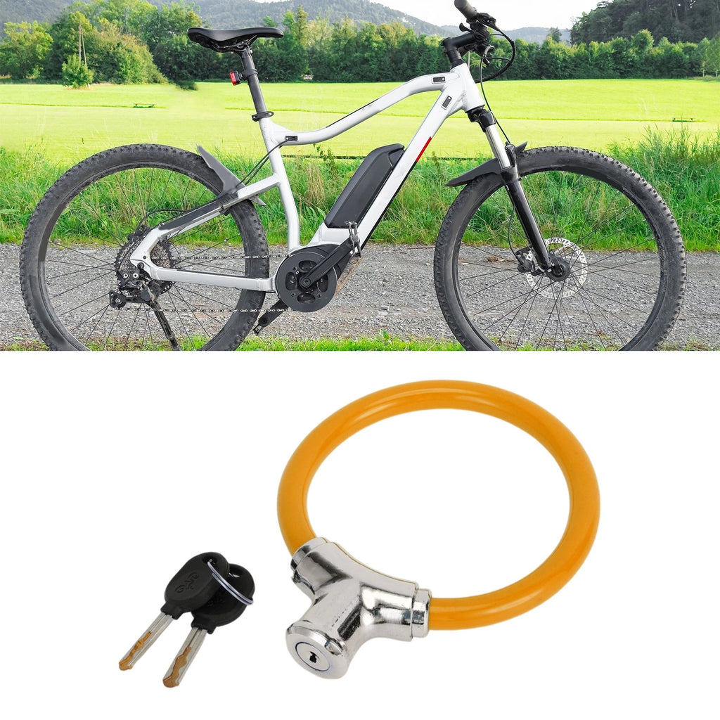 Portable Bicycle Lock Ring Cable 42cm Anti Theft for Bikes (Orange)
