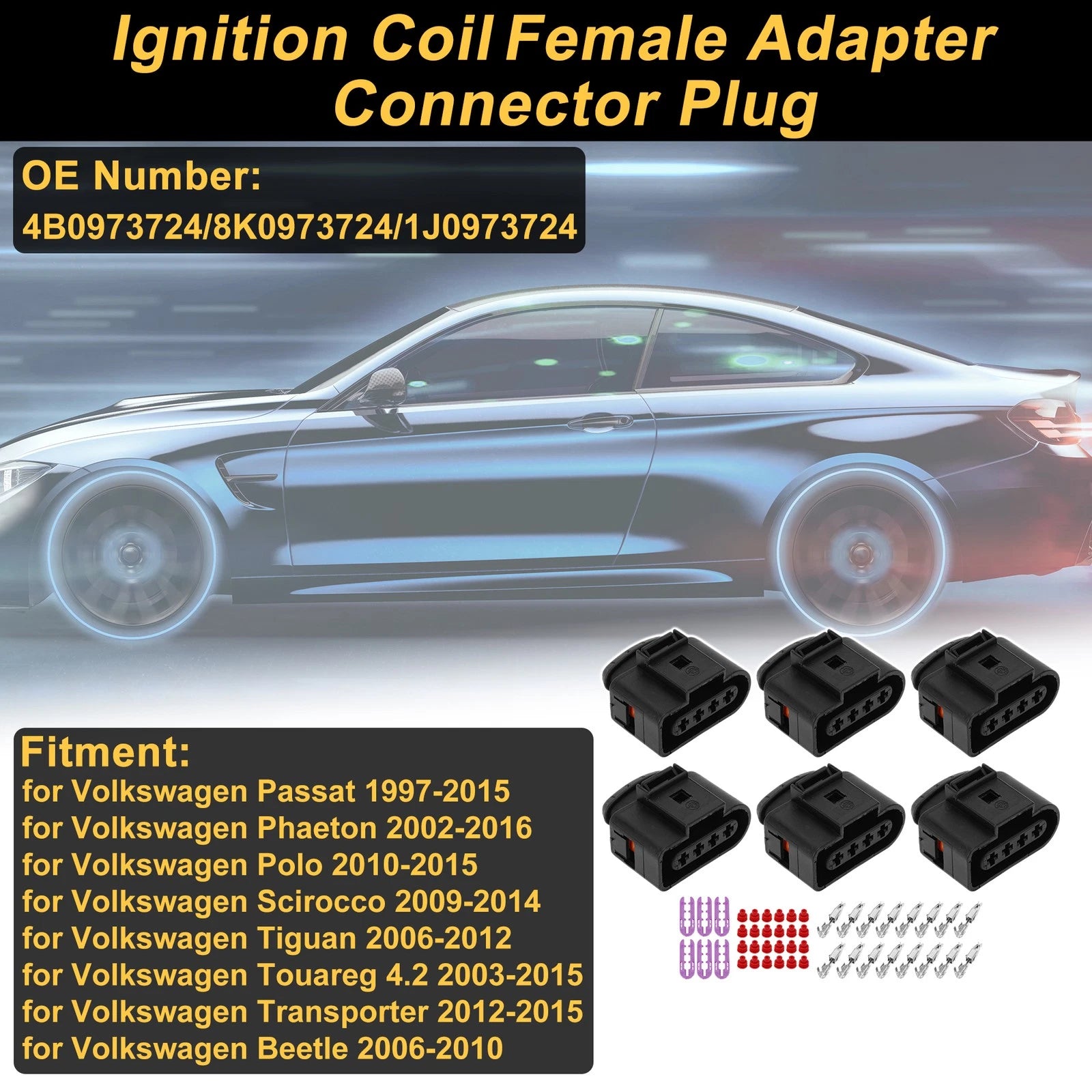 Ignition Coil Connector Plug with 4 Pins for Volkswagen Passat (2005–2015)