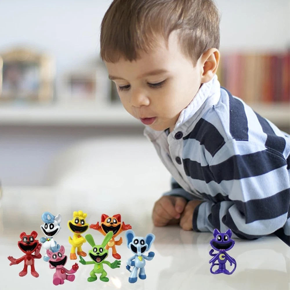 8pcs Smiling Mini Figures for Birthday Party Supplies