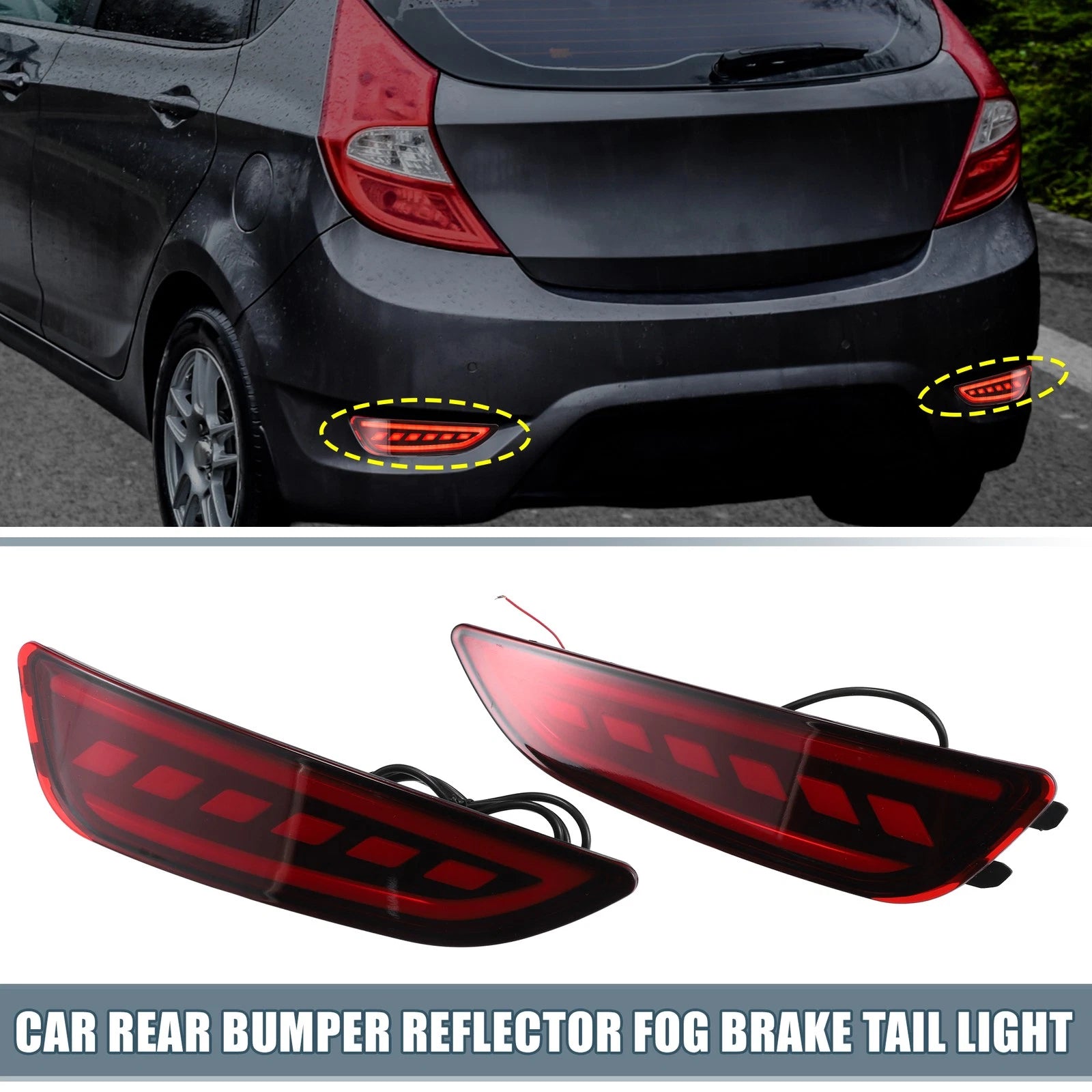 2pcs Rear Bumper Reflector LED Brake Lights Red for Hyundai Accent (2012–2017)