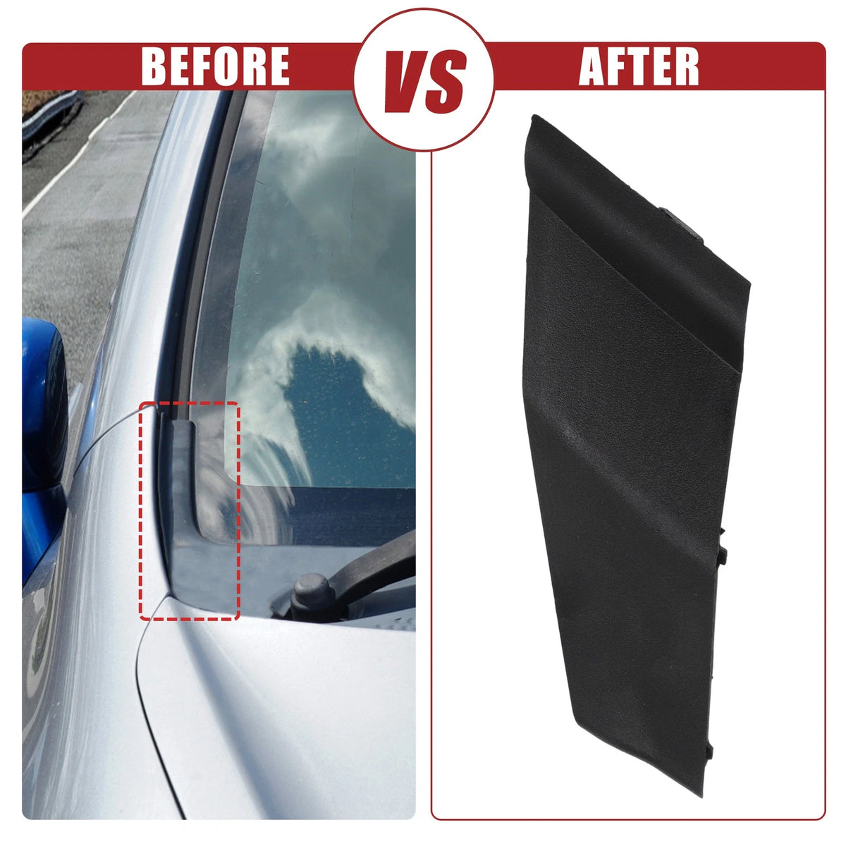 Windshield Wiper Cowl Cover Extension Trim Pair Front for Toyota Corolla (2014–2019)