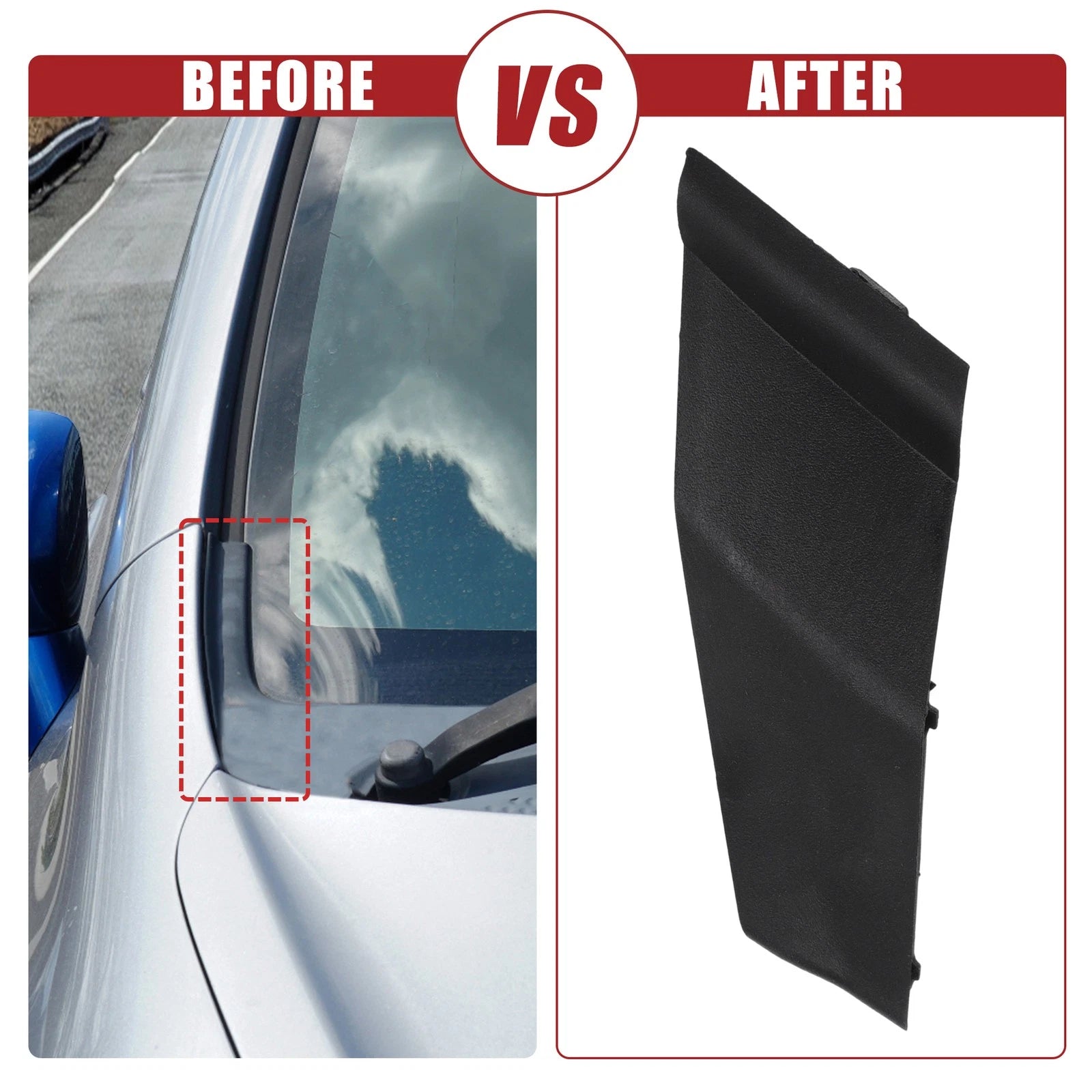 Windshield Wiper Cowl Cover Extension Trim Pair Front for Toyota Corolla (2014–2019)
