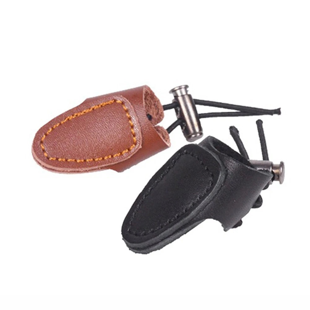 2Pcs Cowhide Thumb Ring Finger Guard for Enhanced Grip (Anti-Sweat)