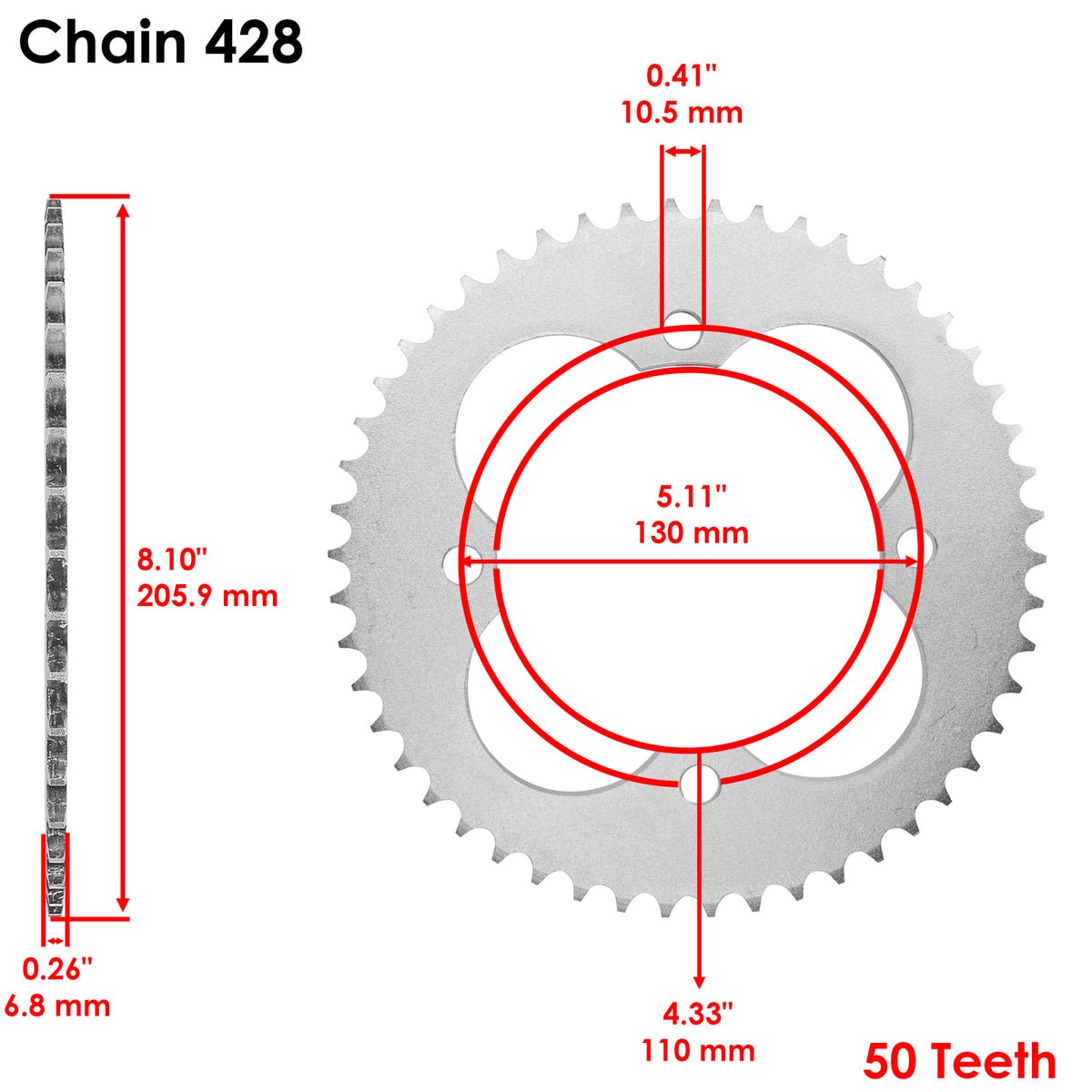 Rear Wheel Chain Sprocket Replacement for Honda Sportrax TRX90EX (2007–2008)