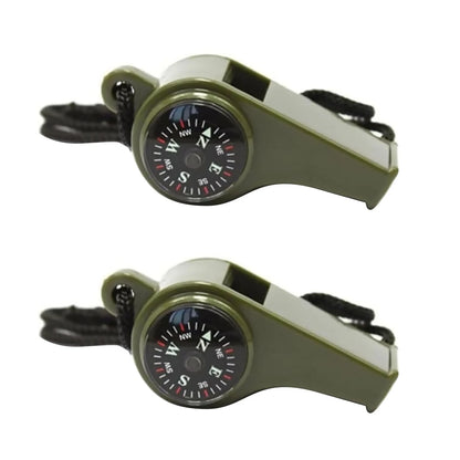 2 Pack Loud Whistle with Compass and Thermometer for Emergency Survival Kit