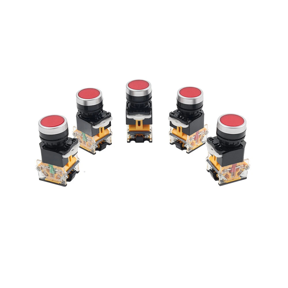 5pcs 22mm Momentary Red Push Button Switch 1NC 1NO DC 220V 10A