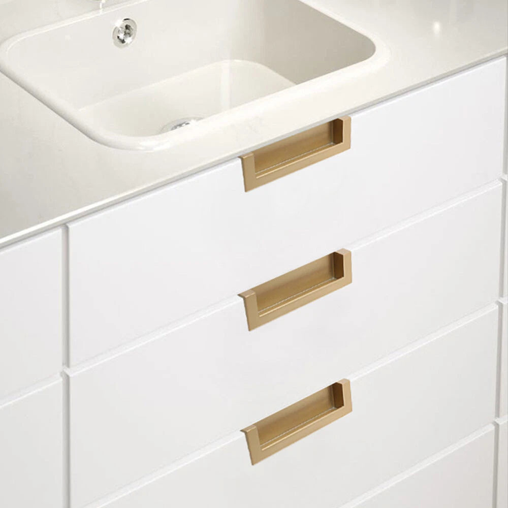 2X Gold Hidden Sliding Door Handle Pulls for Cabinet Drawer Hardware