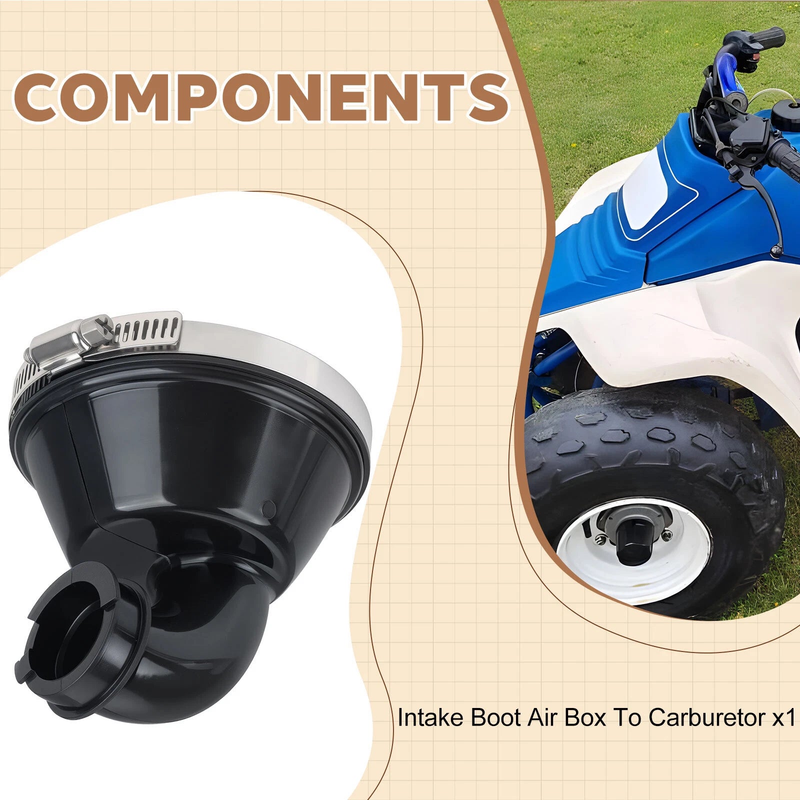 Rubber Intake Boot for Suzuki Quadsport LT80 (1987–2006) 13881-40B00