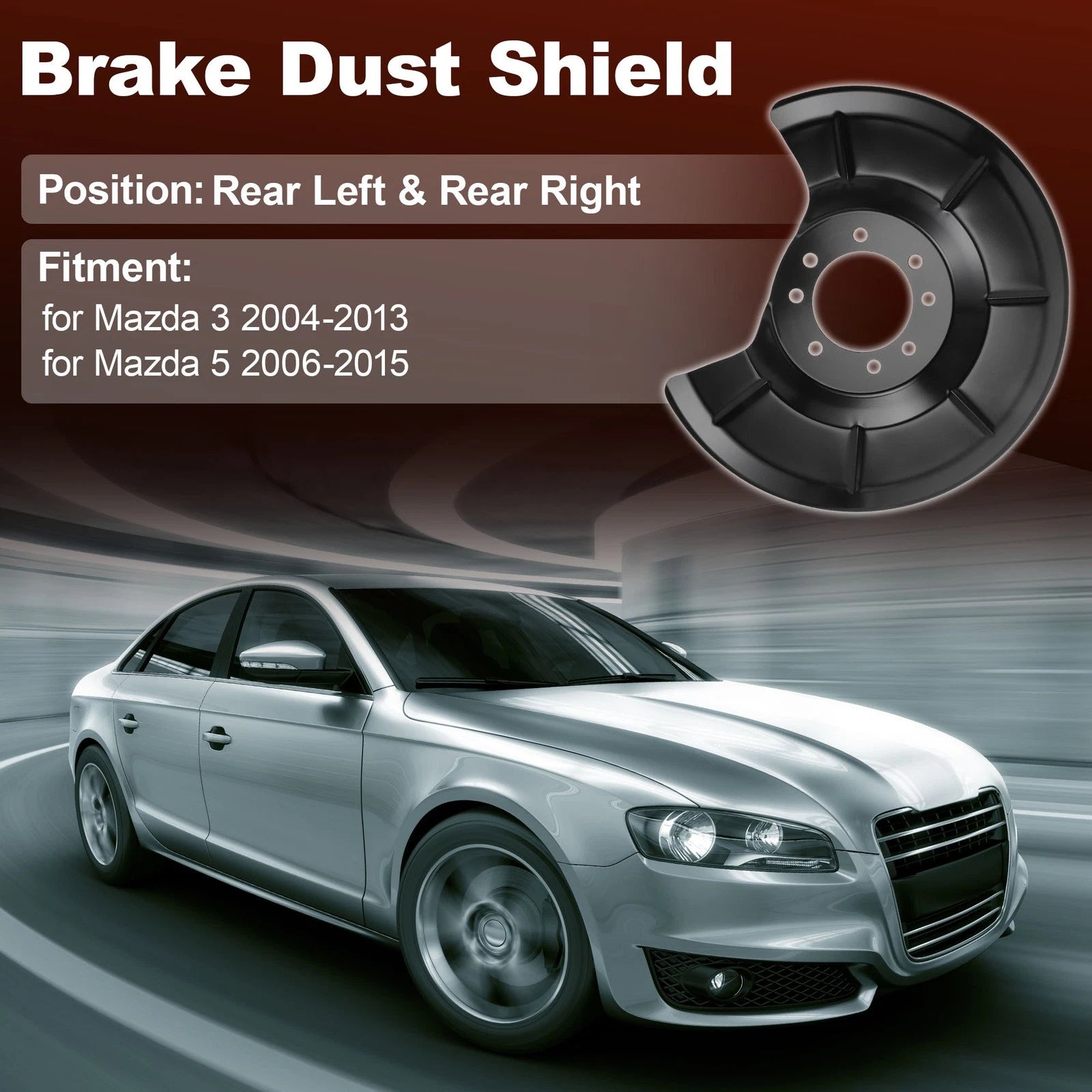Wheel Brake Dust Shield Front Left for Mazda 3 (2004–2013) Replacement