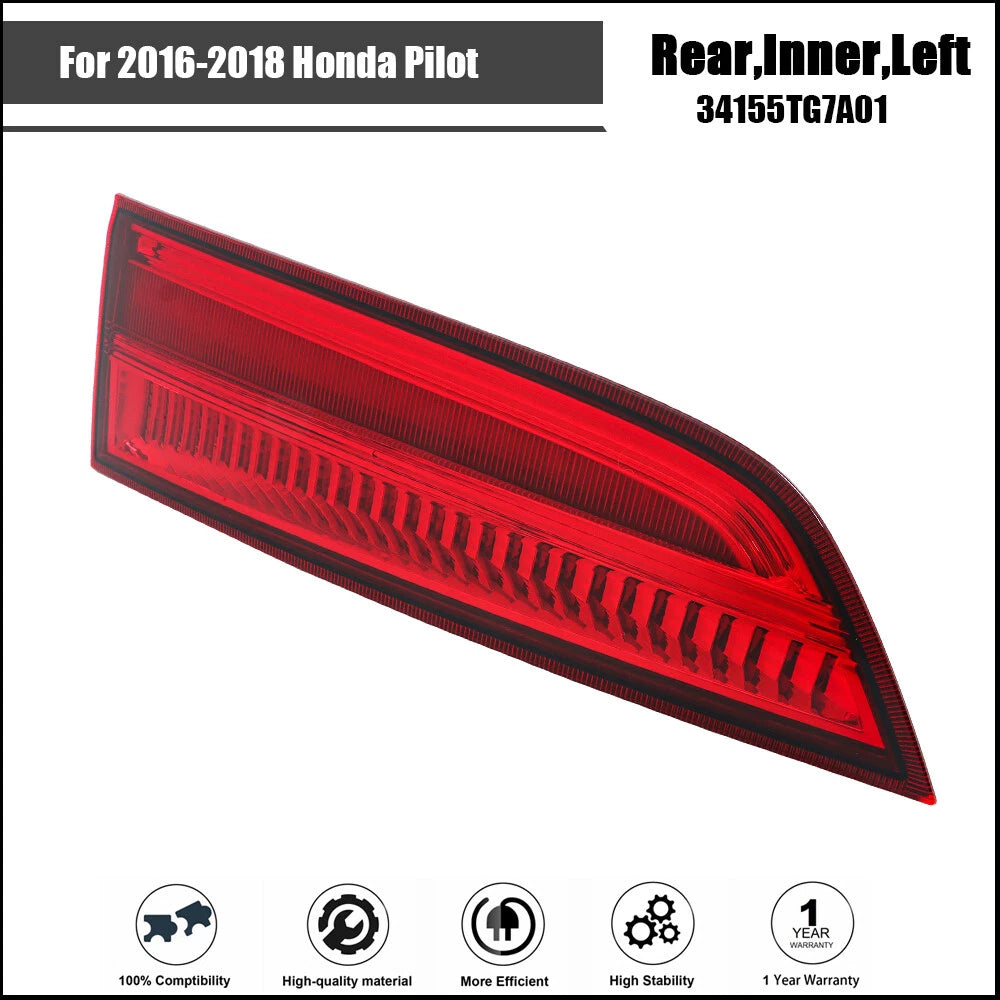 Halogen Tail Light for Honda Pilot (2016–2018) - Driver Side, Smoke Lens