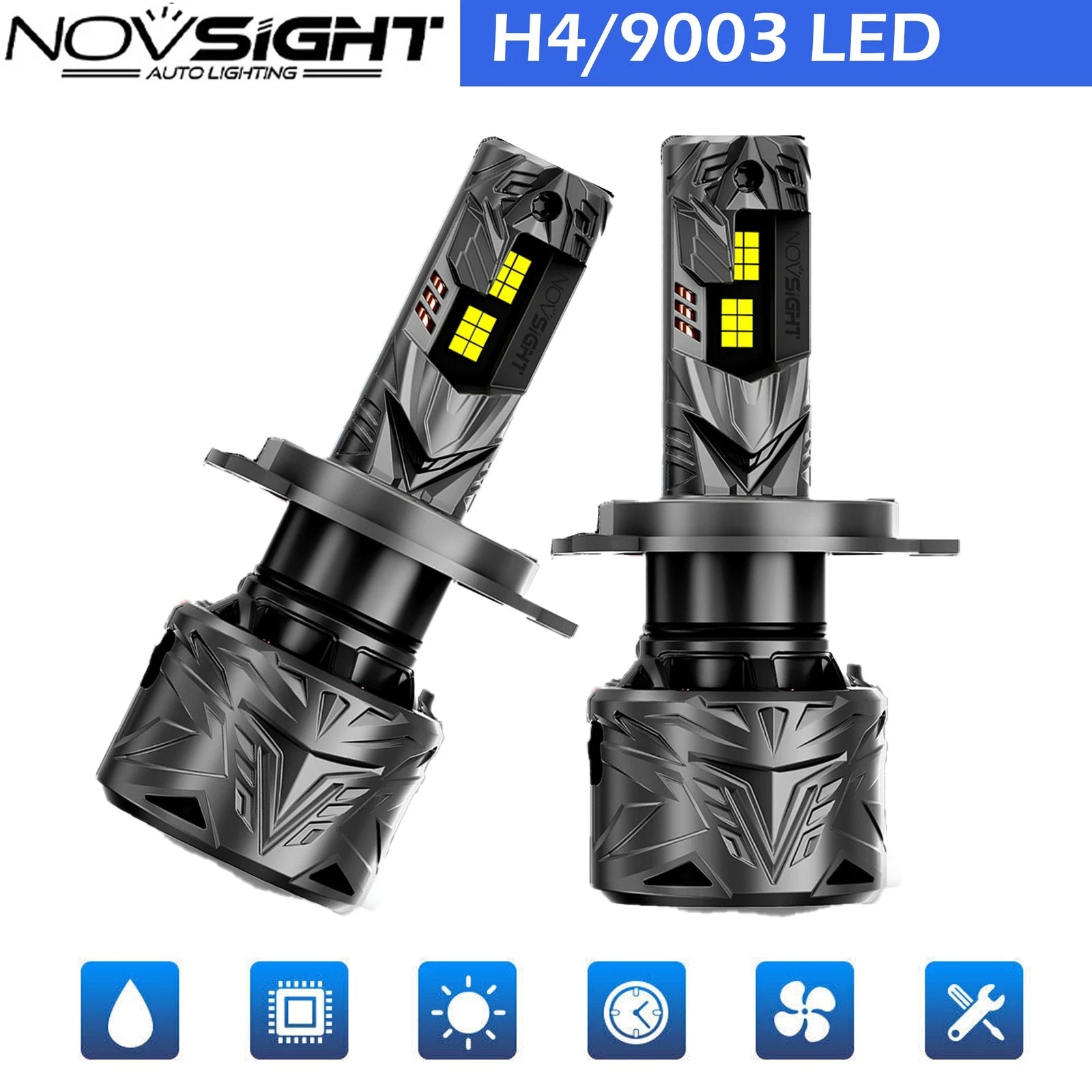 2X H4 9003 LED Headlight Bulbs 60000LM for