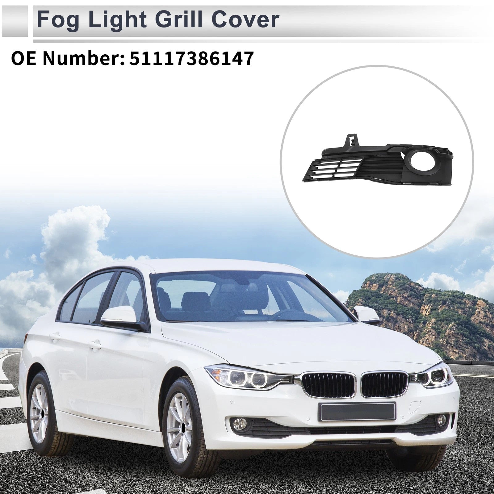 Front Left Fog Light Grill Replacement for BMW 3 Series (2015–2019)