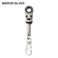 10mm Ratchet Wrench Keychain Tool for Universal Use (180° Rotatable, Matte Silver)