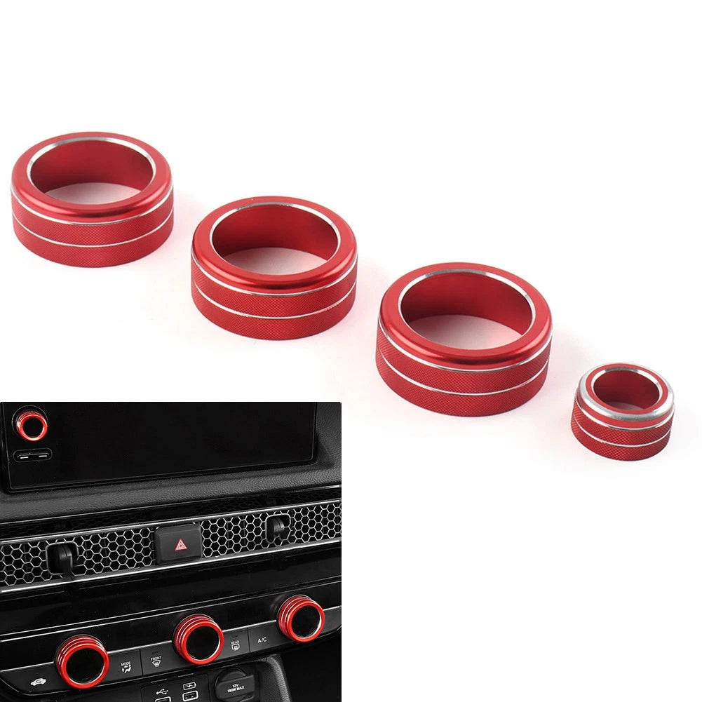 4x Console AC Climate Control Knob Ring Cover For Honda Civic 11th 22+ CRV 23-24