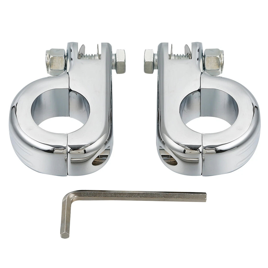 Chrome 1.25" Foot Pegs Mounting Kit for Harley