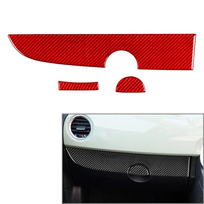 3pcs Dashboard Panel Cover for Fiat 500 (2012–2015) Carbon Fiber RHD Red