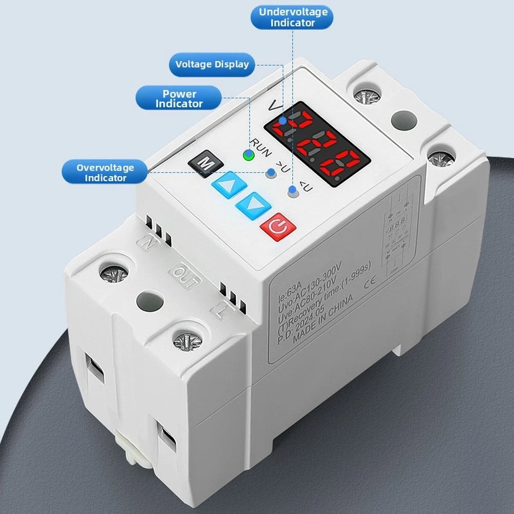 Adjustable Over Under Voltage Relay 220V 230V 40A 63A with LED Display