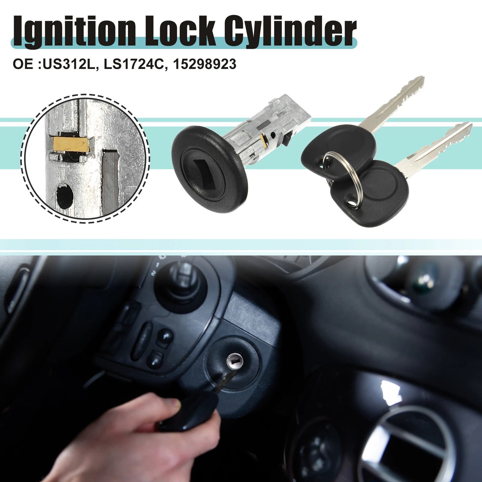 Ignition Switch Cylinder Lock Assembly for Chevrolet Avalanche 1500 (2002–2013) US312L