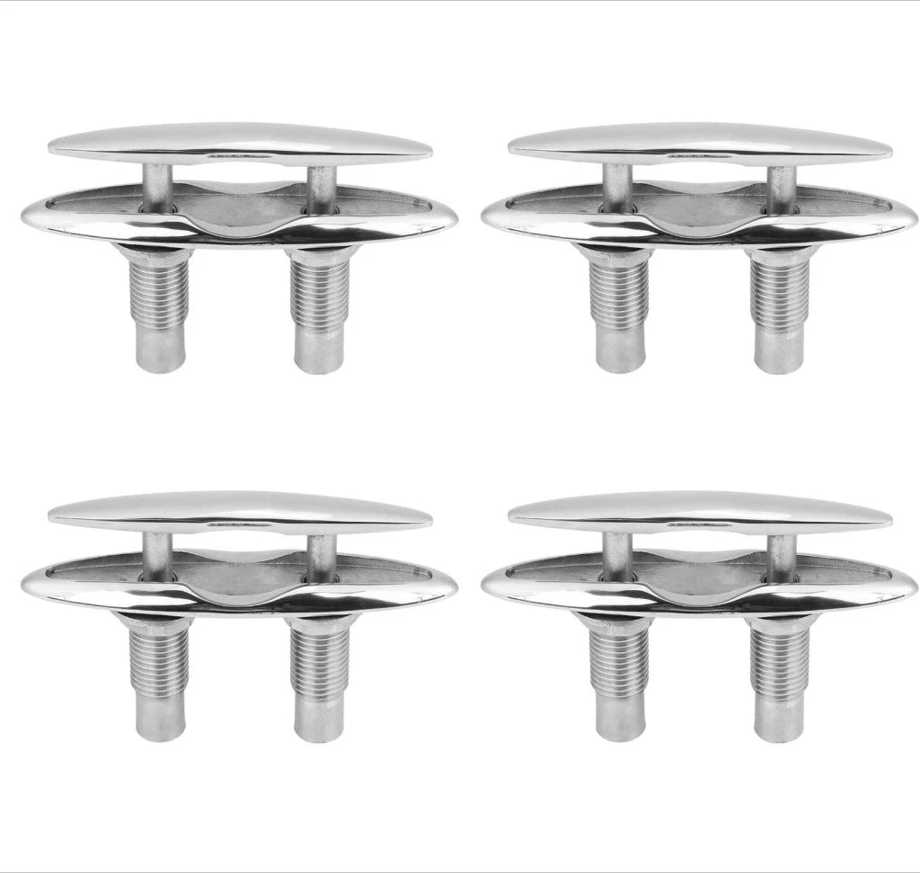 4X 6" Stainless Steel Pull Up Cleat for RV Yacht (Flush Mount)