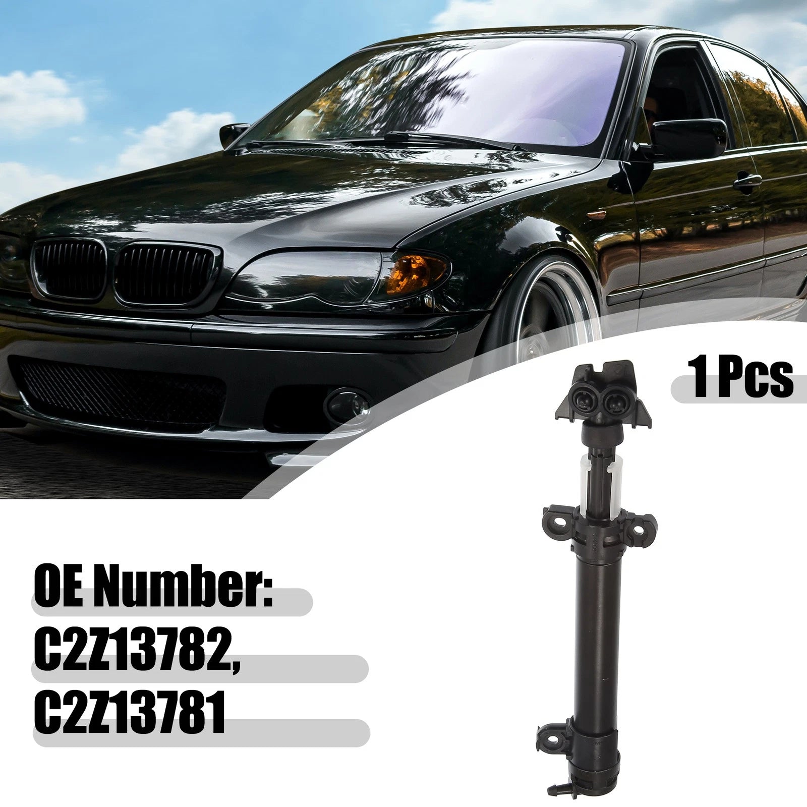 Front Left Headlight Washer Nozzle for Jaguar XF (2012–2015) 2X Black