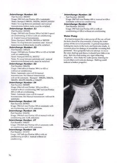 Pontiac Parts ID & Interchange Casting Numbers Guide (1964–1972)
