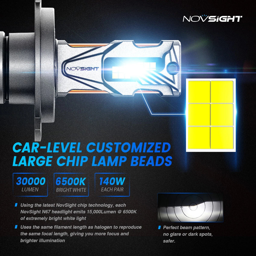 2X H4 9003 LED Headlight Bulbs 40000LM for