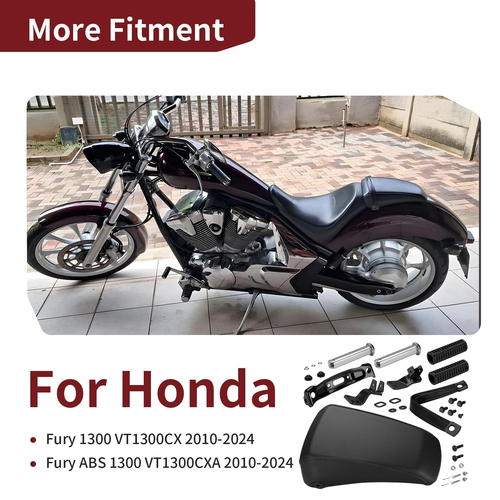 Rear Passenger Seat & Footpeg Kit for Honda Fury 1300 VT1300CX CXA (2010–2024)