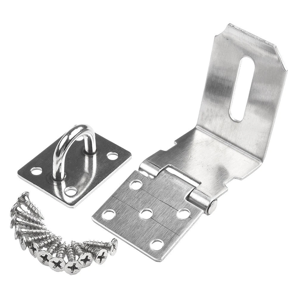 Door Hasp Lock Latch for Home Security (No Rust, Four Holes)