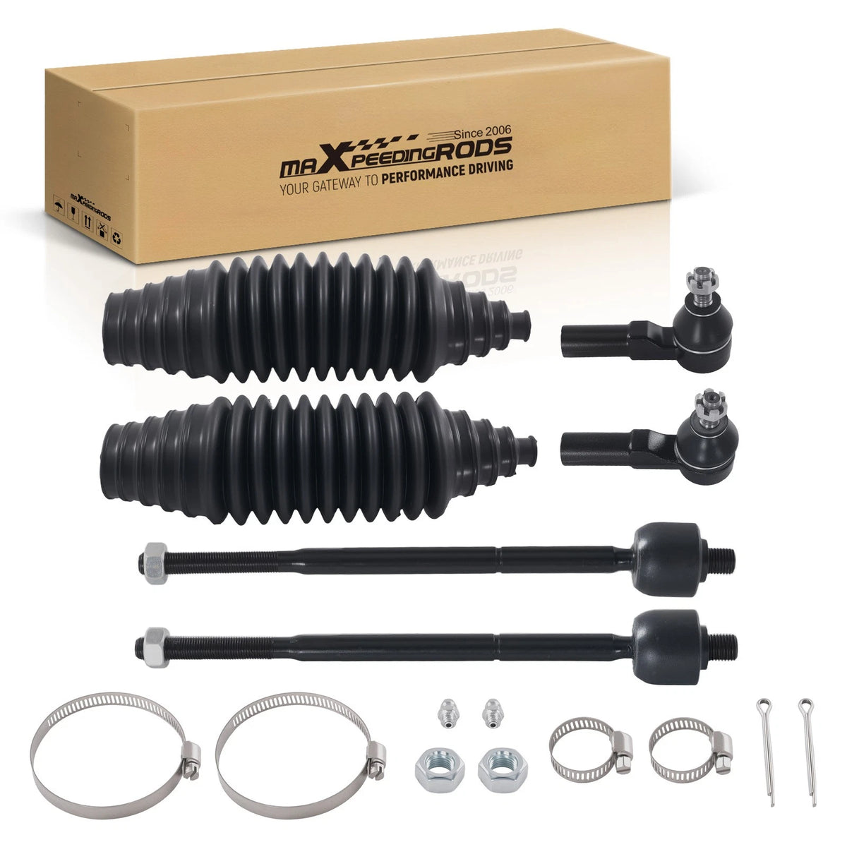 Set of 6 Inner & Outer Tie Rods + Boots for Nissan Sentra 200SX (1995–2006)