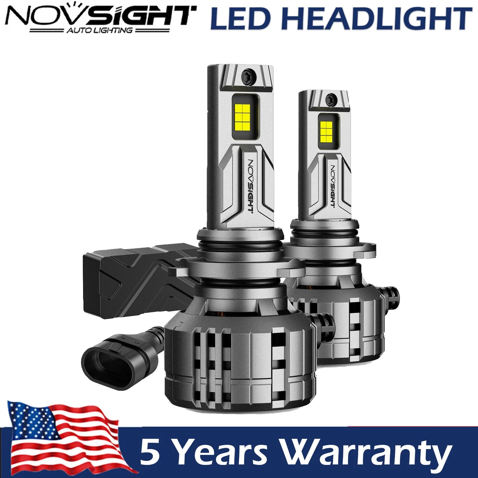 2X 9012 HIR2 LED Headlight Bulbs for NOVSIGHT (6500K, 40000LM, 200W)